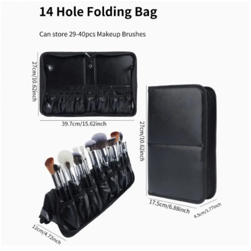 European and American Portable Makeup Storage Bag Professional Makeup Handbag with Magnetic Closure Brush Bag Foldable Large Cap