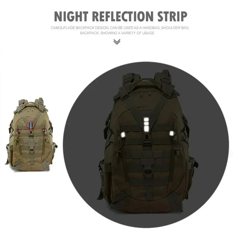 40L Camping Hiking Backpacks Tactical Backpack for Men/women Reflective Outdoor Climbing Rucksack Bag Survival Molle Travel Bags