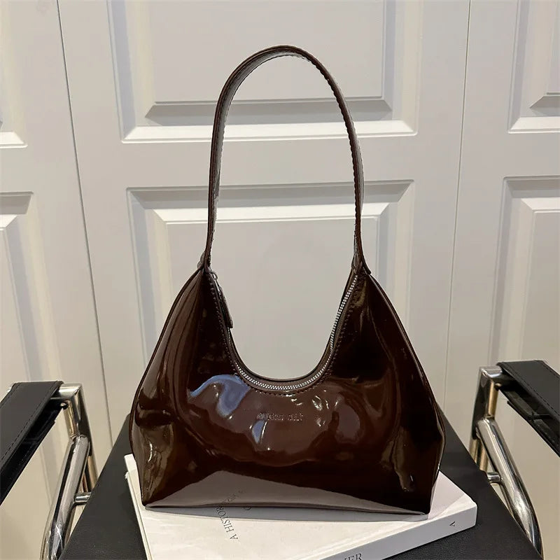 Solid Color Synthetic Leather Shoulder Underarm Bag, Retro Versatile Handbag Women Bag, Fashionable Daily Use Chic Handbag Purse
