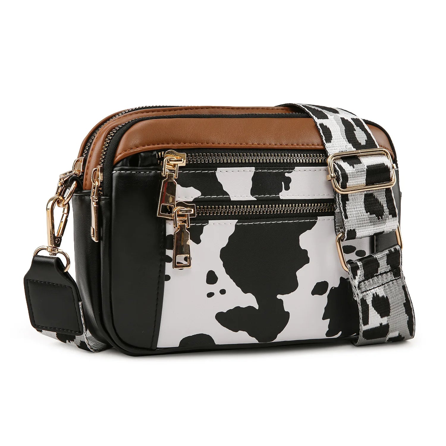 Stylish Wide Shoulder Strap Leather Crossbody Bag States Color Matching Zipper Small Square Shoulder Bag Suitable for Daily Use