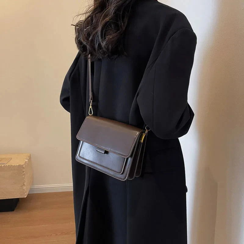 Sewing Thread Women's Shoulder Bags Pu Hasp Ladies Crossbody Bags on Sale 2024 High Quality Free Shipping Bolsas Femininas