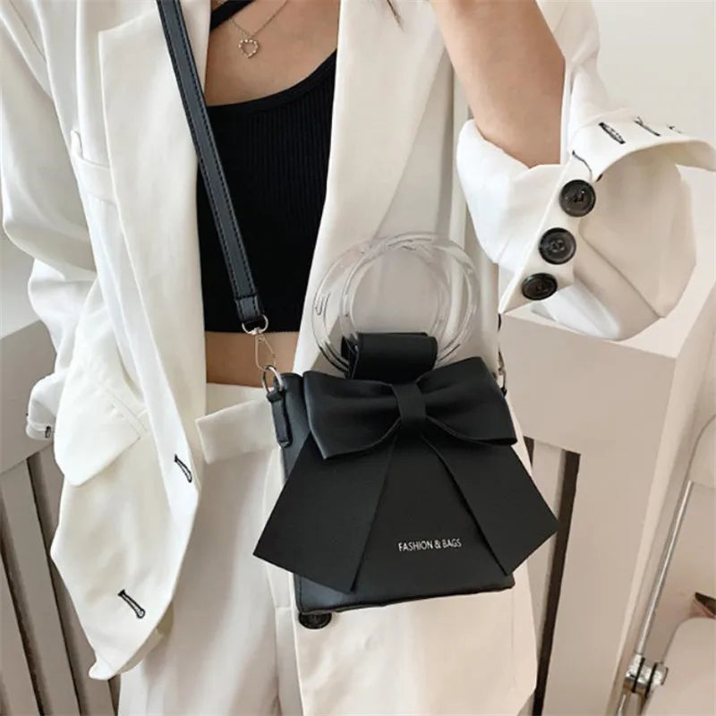 Stylish Women's Bucket Bag with Detachable Strap and Elegant Bow Accent Casual Shoulder Crossbody Bag, Summer Handbag Purse