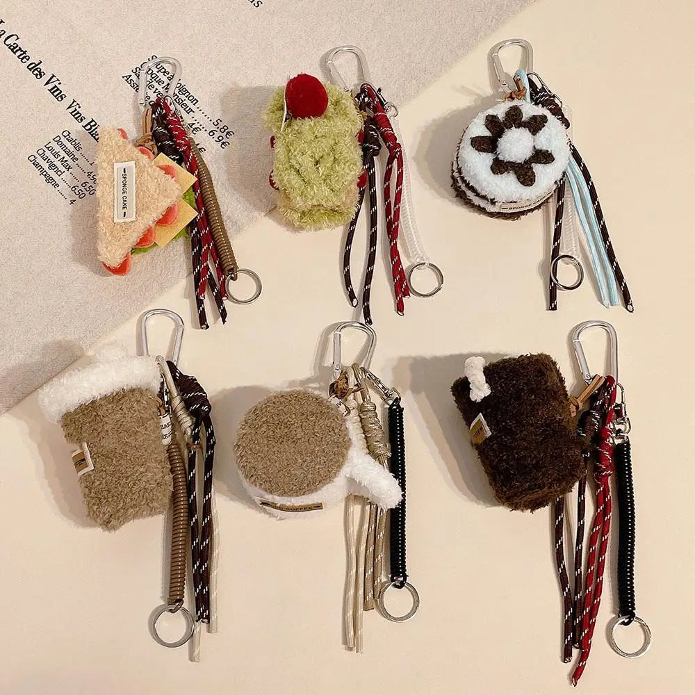 Korean Plush Dessert Sandwich Pendant For Bag Cute Cake Keychain Backpack Handbag Pendant Afternoon Tea Series Bag Charms New